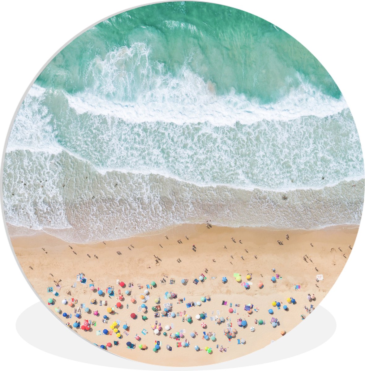WallCircle® Wandcirkel 30x30 cm - Muurcirkel Zee - Strand - Parasols - Water - Zomer - Muu