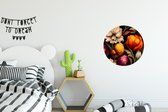 WallCircle - Wandcirkel ⌀ 30 - Bloemen - Planten - Kleuren - Wit - Ronde schilderijen woonkamer - Wandbord rond - Muurdecoratie cirkel - Kamer decoratie binnen - Wanddecoratie muurcirkel - Woonaccessoires
