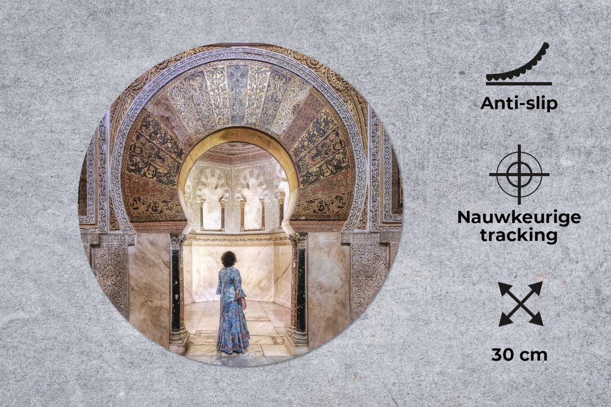 Muismat rond 30x30 cm - Mousepad Marmer - Gebouw - Architectuur - Vrouw - Ronde muismatten