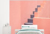 Behang - Fotobehang Trap - Architectuur - Roze - Pastel - Breedte 325 cm x hoogte 260 cm - Behangpapier