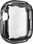 Zwarte, glimmende beschermhoes voor een Apple Watch Ultra.