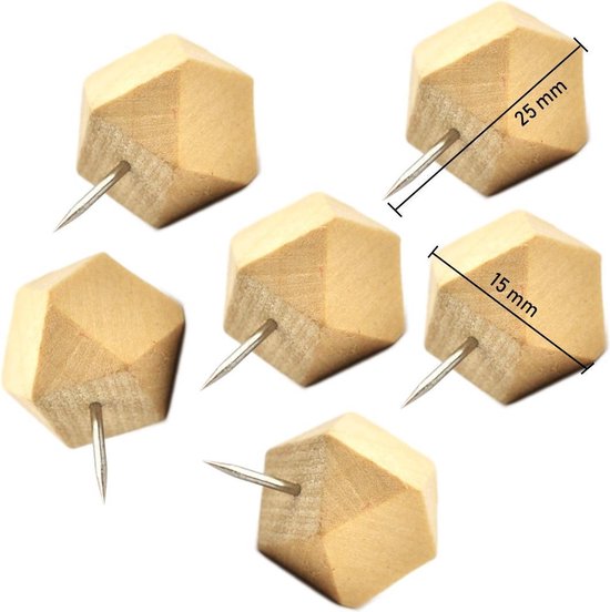 goedkeuren kruising dialect Leuke set houten punaises (14x), polygonen, in doosje | bol.com