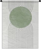 Wandkleed - Wanddoek - Lijnen - Cirkel - Groen - Abstract - 60x80 cm - Wandtapijt