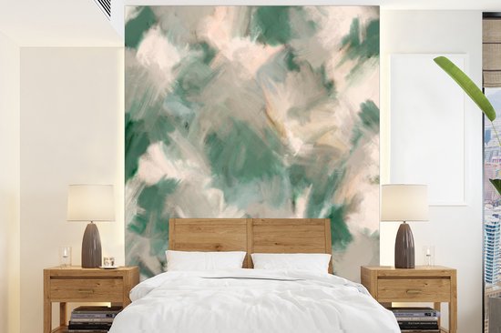 Behang - Fotobehang Groen - Patroon - Verf - Abstract - Breedte 160 cm x hoogte 220 cm - Behangpapier