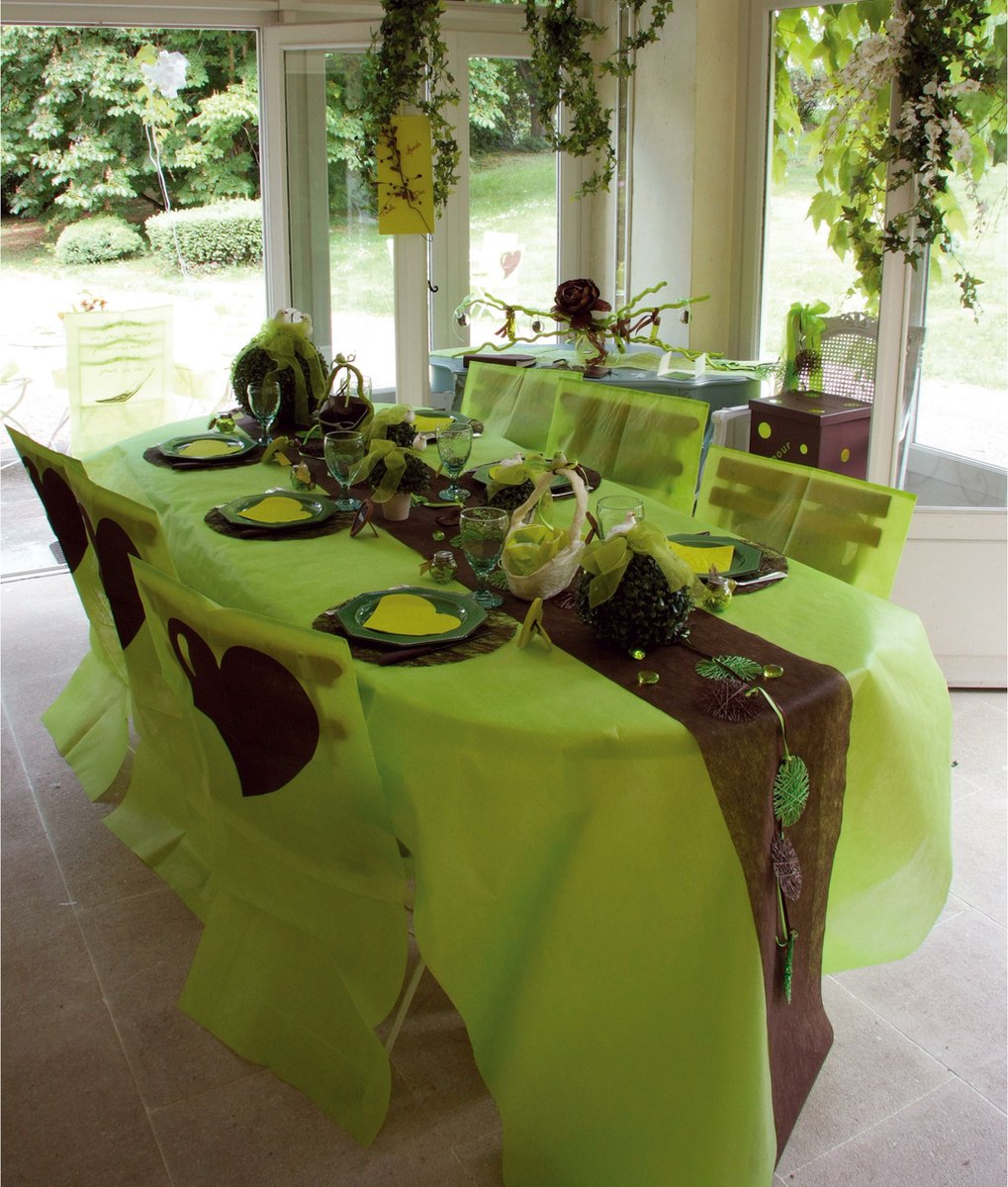 Santex Tafelkleed op rol - 2x - non woven polyester - groen - 120 cm x 10 m
