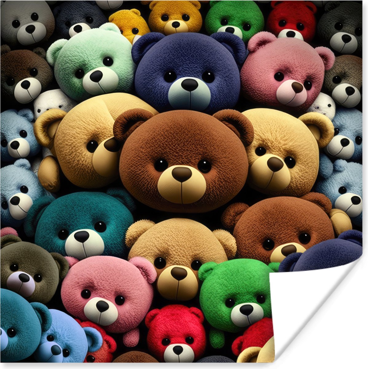 Poster Knuffelbeer - Teddy - Design - Kids - 75x75 cm