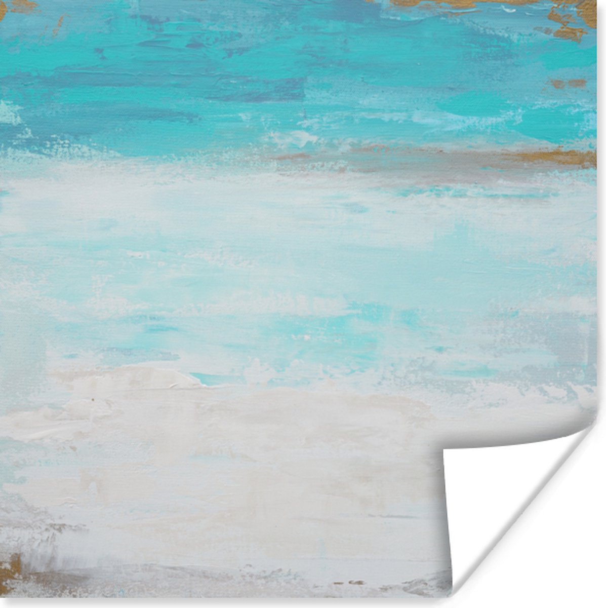 Poster Verf - Blauw - Wit - Kunst - 30x30 cm