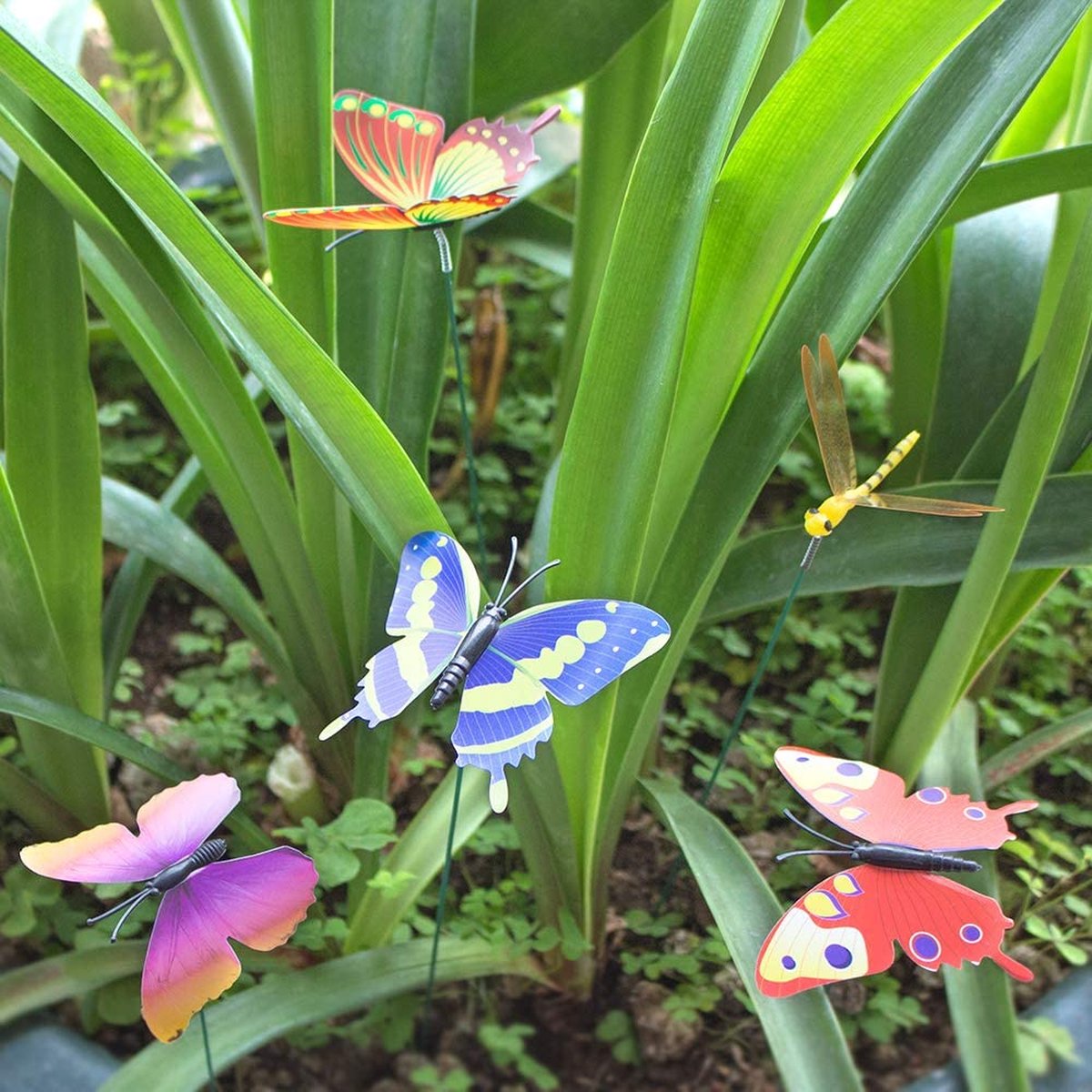 Outus 24 Pièces Papillons de Jardin Coloré libellules de Jardin sur Bâtons  pour Décoration de Plante, Cour de Jardin, Décoration de Jardin :  : Jardin