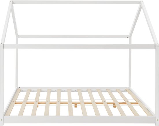 Lit enfant Cerro lit cabane avec sommier à lattes 180x200 cm blanc