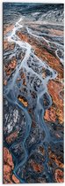 Dibond - Patroon van Rivieren Stromend door Vulkaangebied - 30x90 cm Foto op Aluminium (Wanddecoratie van metaal)