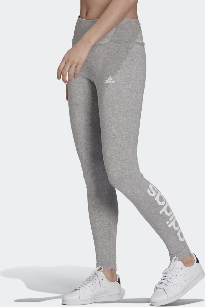 adidas Sportswear ESSENTIALS HIGH-WAIST LEGGING MET LOGO Dames Grijs