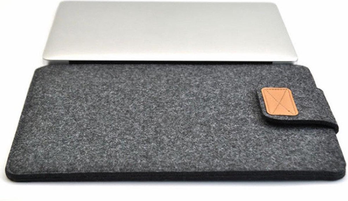 Sara Shop - SoftTouch Laptophoes 15.6 inch - Macbook / IPad / Thinkpad - Sleeve met sluiting - MacBook Pro 11inch case - Donker Grijs