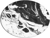 Dibond Ovaal - Zwart met Wit Gemixte Verf - 68x51 cm Foto op Ovaal (Met Ophangsysteem)