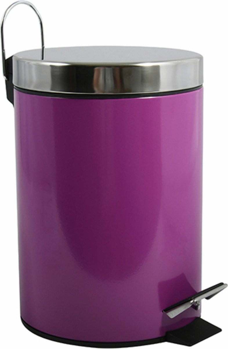 Goedkoopste MSV Prullenbak/pedaalemmer - metaal - paars - 3 liter - 17 x 25 cm - Badkamer/toilet