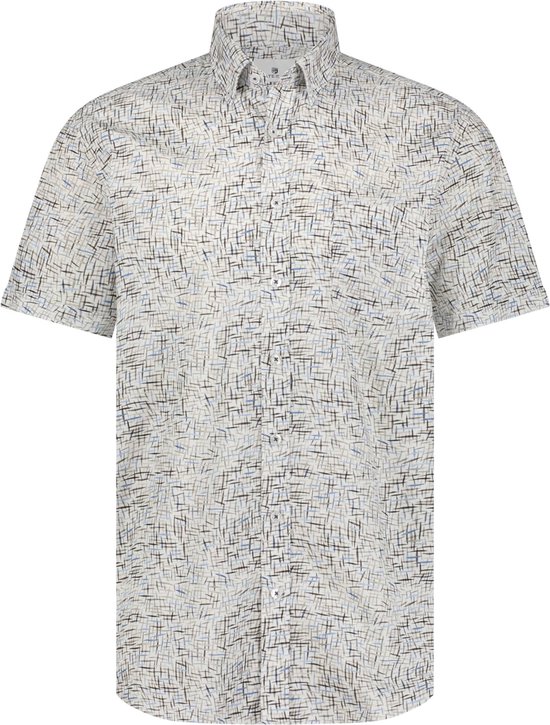 State of Art - Short Sleeve Overhemd Print Grijs - Heren - Maat L - Regular-fit