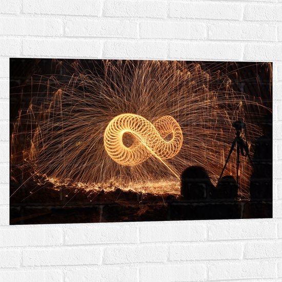 Muursticker - Lichtshow met Verschillende Vormen - 90x60 cm Foto op Muursticker