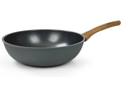 Flonal Diversa Wokpan - Pannen - Pan Ø28cm - Wokpan inductie - Antikleefpan - Geschikt voor alle warmtebronnen & vaatwasser - Duurzaam Aluminium - Antraciet