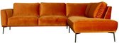 Loungebank Tulp chaise longue rechts - velours Brunei koper 18 - 2,70 x 2,24 mtr breed