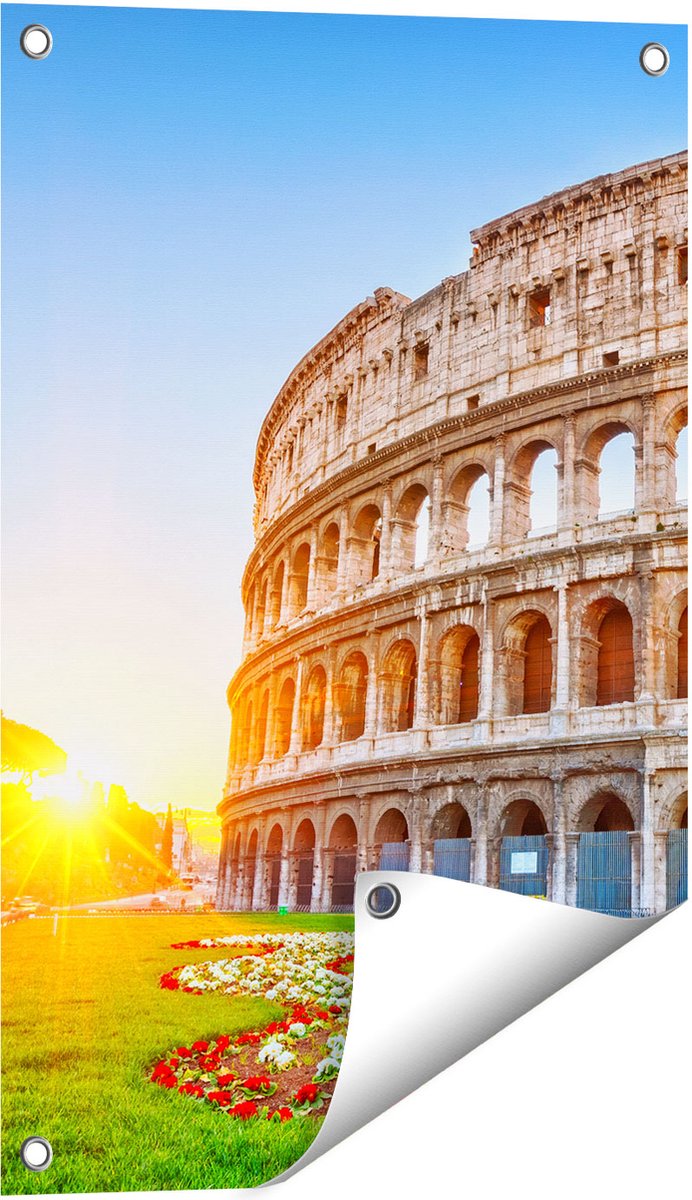 Gards Tuinposter Colosseum bij Zonsopgang in Rome, Itali� - 40x60 cm - Tuindoek - Tuindecoratie - Wanddecoratie buiten - Tuinschilderij Multikleur