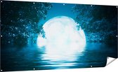 Gards Tuinposter Volle Maan in het Water - 200x100 cm - Tuindoek - Tuindecoratie - Wanddecoratie buiten - Tuinschilderij