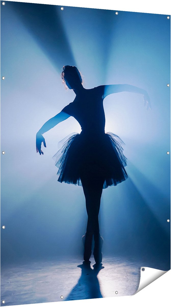 Gards Tuinposter Ballerina Silhouet - Ballet - 120x180 cm - Tuindoek - Tuindecoratie - Wanddecoratie buiten - Tuinschilderij Multikleur