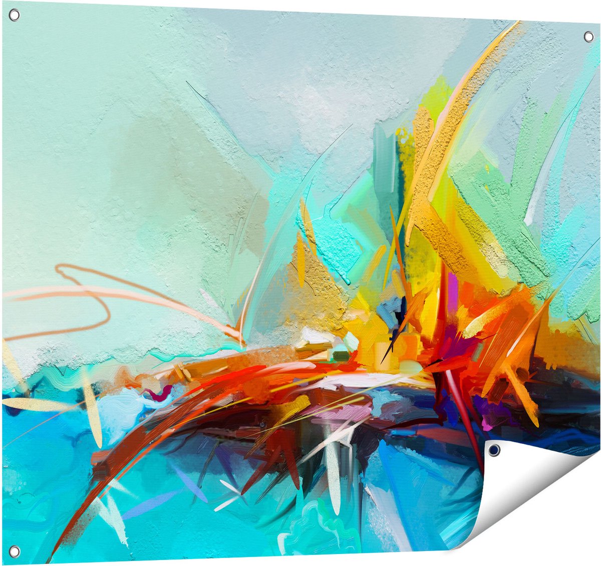 Gards Tuinposter Abstracte Kunst - Kampvuur - 100x80 cm - Tuindoek - Tuindecoratie - Wanddecoratie buiten - Tuinschilderij Multikleur