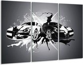GroepArt - Schilderij -  Audi, Auto - Zwart, Wit, Grijs - 120x80cm 3Luik - 6000+ Schilderijen 0p Canvas Art Collectie