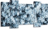 GroepArt - Schilderij - Bloemen - Blauw, Grijs - 120x65cm 5Luik - Foto Op Canvas - GroepArt 6000+ Schilderijen 0p Canvas Art Collectie - Wanddecoratie