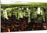 Glasschilderij Steden - Bruin, Groen, Wit - 120x70cm 1Luik - Foto Op Glas - Geen Acrylglas Schilderij - GroepArt 6000+ Glasschilderijen Art Collectie - Wanddecoratie - Woonkamer - Slaapkamer