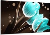 Glasschilderij Tulp - Blauw, Grijs - 120x70cm 1Luik - Foto Op Glas - Geen Acrylglas Schilderij - GroepArt 6000+ Glasschilderijen Art Collectie - Wanddecoratie - Woonkamer - Slaapkamer