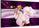 Peinture sur toile Orchidée | Violet, blanc, gris | 140x90cm 1 Liège