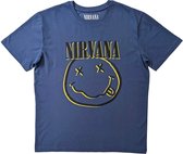 Nirvana - Inverse Happy Face Heren T-shirt - L - Blauw