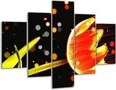 Glasschilderij -  Tulp - Oranje, Zwart - 100x70cm 5Luik - Geen Acrylglas Schilderij - GroepArt 6000+ Glasschilderijen Collectie - Wanddecoratie- Foto Op Glas