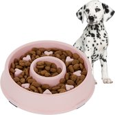 Relaxdays anti-schrokbak hond - voerbak tegen schrokken - 500 ml - hondenbak kunststof - roze