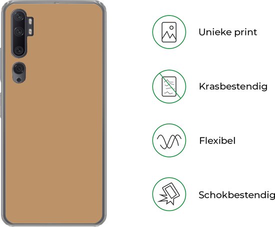 Coque de téléphone compatible avec Xiaomi Mi Note 10 - Marron - Imprimé uni - Coque en Siliconen