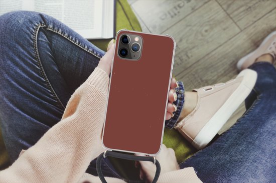 Cordon téléphonique - Chaîne téléphonique - Étui avec cordon Adapté pour iPhone 11 Pro - Palette - Rouge - Intérieur - Siliconen - Bandoulière - Étui de téléphone avec cordon