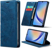 Casemania Hoesje Geschikt voor Samsung Galaxy A34 5G Navy Blue - Mandala Portemonnee Book Case