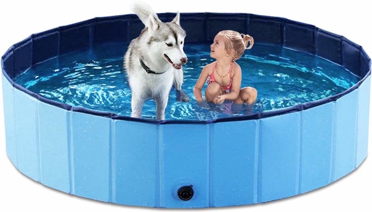 Multifunctioneel rond zwembad 160x30cm Anti-slip bodem - Opvouwbaar - Opblazen niet nodig - Opzetzwembad voor kinderen en honden - Kinderzwembad - Blauw