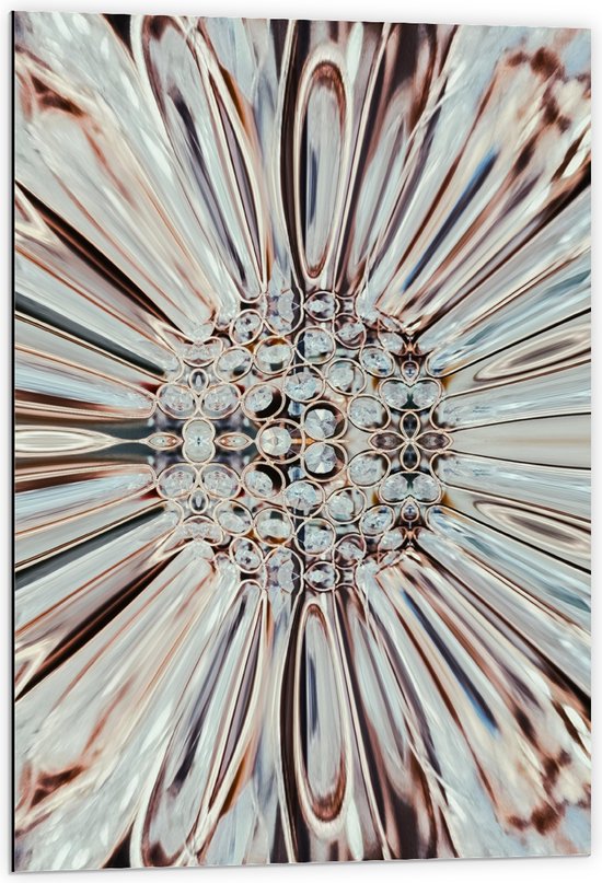Dibond - Close-up van Kristal in Vorm van Bloem - 60x90 cm Foto op Aluminium (Wanddecoratie van metaal)