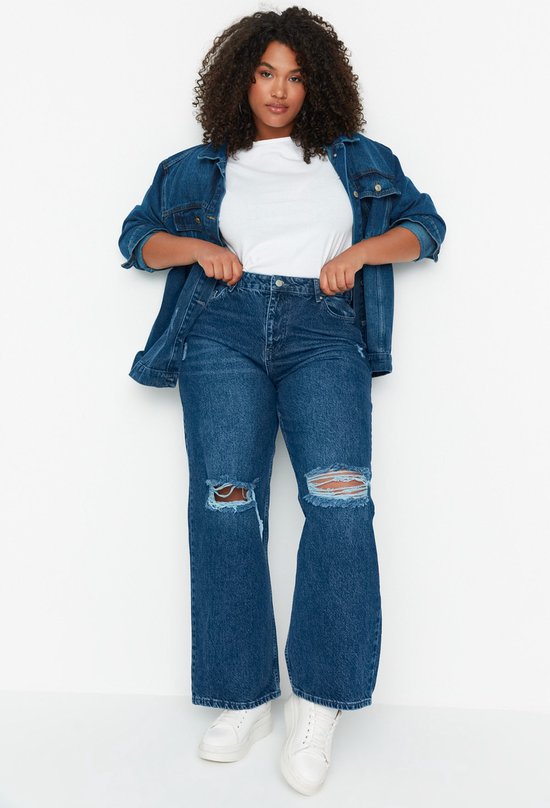 Trendyol Vrouwen Hoge taille Breed been Grote maten jeans | bol.com
