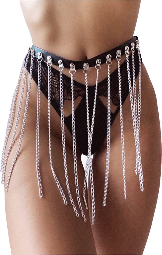 Punk Lederen Taille Ketting Zwart Metalen Dij Ketting Adjustale Buik Riem Strappy Been Ketting Voor Vrouwen En Meisjes Punk Lederen Taille Ketting Zwart Metalen Dij Ketting Adjustale Buik Riem Strappy Been Ketting Voor Vrouwen En Meisjes