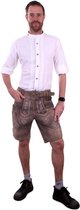 PartyXplosion - Boeren Tirol & Oktoberfest Kostuum - Wit Funky Tiroler Hemd Man - wit / beige - Maat 48 - Bierfeest - Verkleedkleding