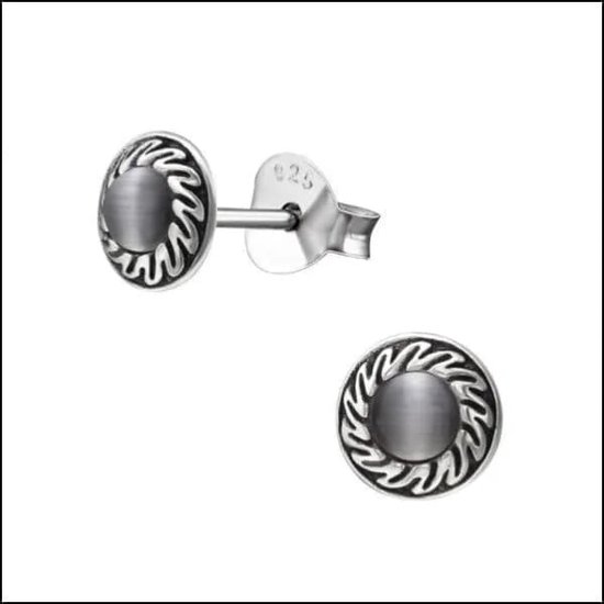 Aramat jewels ® - Bali oorbellen rond 925 sterling zilver kristal donker blauw 8mm