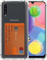 Smartphonica Samsung Galaxy A70s hoesje met pasjeshouder - transparant TPU shockproof / Siliconen / Back Cover geschikt voor Samsung Galaxy A70s