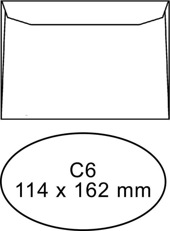C6 Enveloppen A6 formaat wit - 114 x 162 mm - 100 stuks - Zelfklevend met plakstrip - 80 Gram - DULA