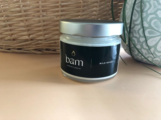 BAM kaarsen - 2 geurkaarsen - wilde rozen - 60 branduren per kaars - op basis van zonnebloemwas - moederdag - cadeau - vegan