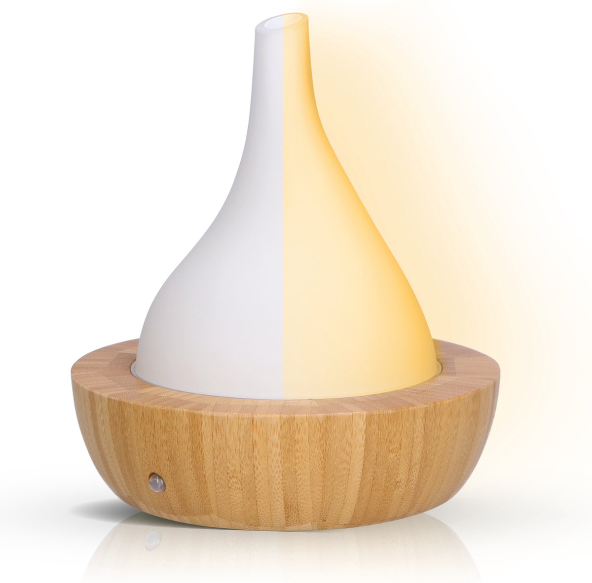 Goedkoopste Green Select® Bamboe Stille Aroma Diffuser - Luchtbevochtiger met Glazen Deksel - RGB Kleuren - 180 ml Reservoir