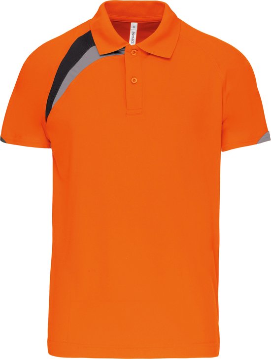 Herenpolo 'Proact Sport' korte mouwen Orange/Black/Grey - L