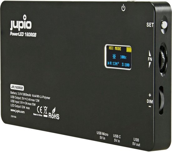 Jupio PowerLED 160 RGB with Built-in Powerbank | bol