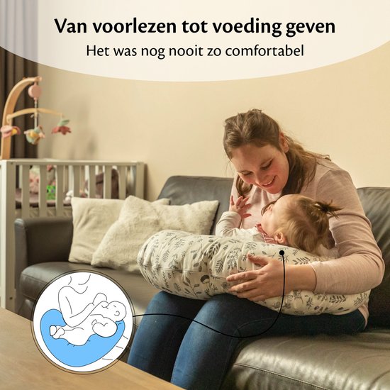 Ella Voedingskussen met hoes van 100% katoen - Zwangerschapskussen - Inclusief afneembare en wasbare hoes - Dieren print